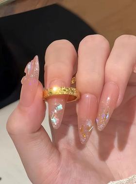 爆闪黄金碎冰冰戒指高级感