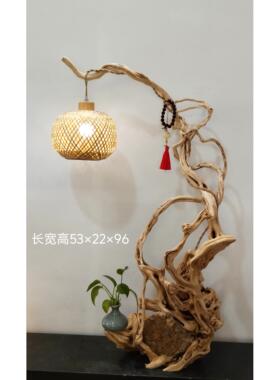 风化枯木摆件# 杜鹃根艺灯# 螽斯鸟笼挂架树根雕玄关客厅软装饰品