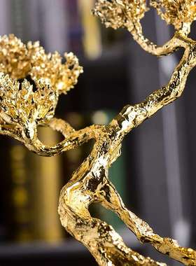 轻奢合金迎客松高级感摆件创意开业金属植物礼品装饰工艺品 厂