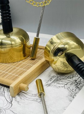 西藏特色纯铜引庆k引磬引罄铜磬佛堂用具助念法器直杆叮铛敲铃摆