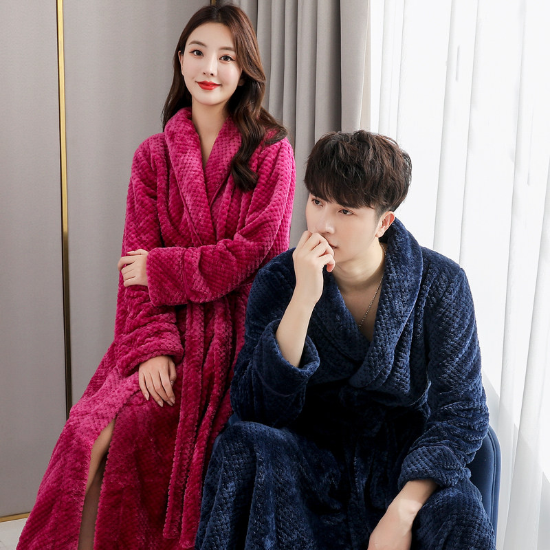 睡袍男冬b加厚加长款睡袍男士秋冬新品法兰绒冬季双面加绒浴袍女,淘宝优惠券,粉丝福利购,淘宝优惠卷