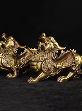 铜铠甲貔貅摆件  铜貔貅摆件 铜貔貅一对摆件 公母铜貔貅