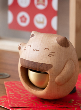 招财猫门铃入户玄关摆件开业乔迁礼物搬家日式进门多巴胺风铃挂件