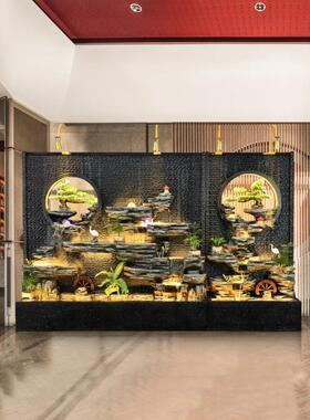 水64183037幕墙屏风隔断假山水喷泉摆件公办室庭客厅高山鱼池招财