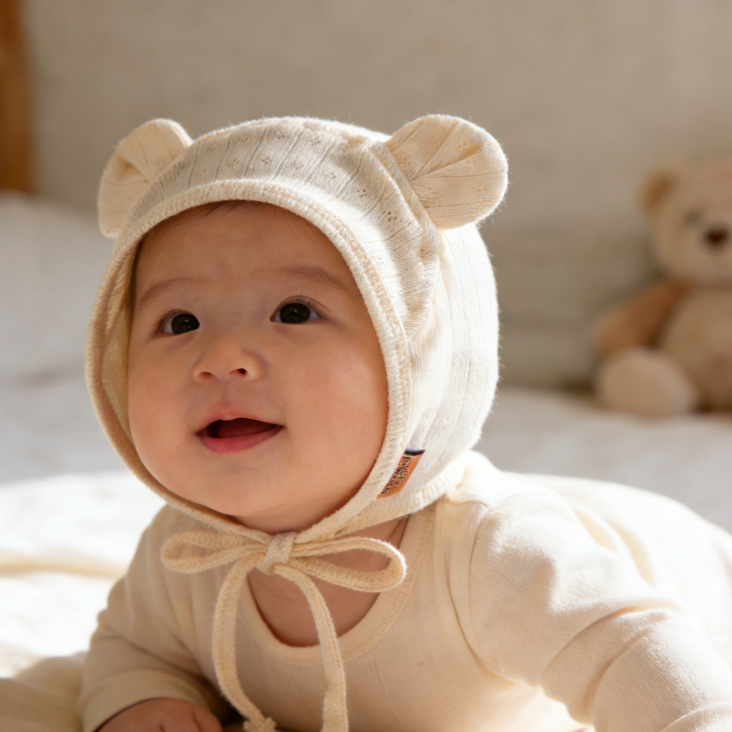 婴儿护耳帽春秋薄款洋气大耳朵系带帽子新生儿宝宝超萌可爱胎帽秋,淘宝优惠券,粉丝福利购,淘宝优惠卷