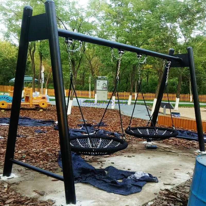 户外大型公园儿童秋千盘不锈钢海缆绳动物熊猫玩具吊盘秋千配件 - 图0
