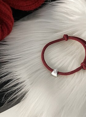 999纯银红绳福字太岁新年情人节情侣手链本命年男款可调节手绳