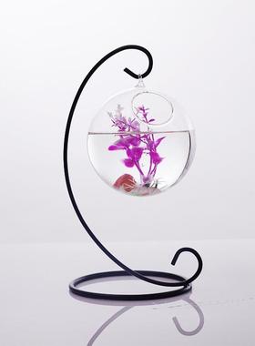 直销新款供应 创意悬挂铁架鱼缸 水培玻璃吊瓶 婚庆装饰品 家居工