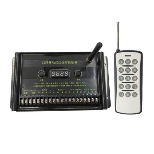 12路移动式红绿灯控制器带遥控12V24V太阳能交通灯信号灯控制器 - 图1