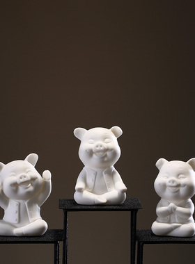 速发创猪陶瓷金猪摆件家居饰品客厅办公装桌面茶几室饰品招财意摆