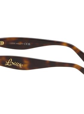 Loewe 女士 太阳镜 棕色 Curvy Logo Cat-Eye 太阳镜
