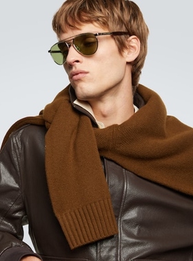 Brunello Cucinelli 男款Sartorial Sunset 飞行员太阳眼镜 迷衣