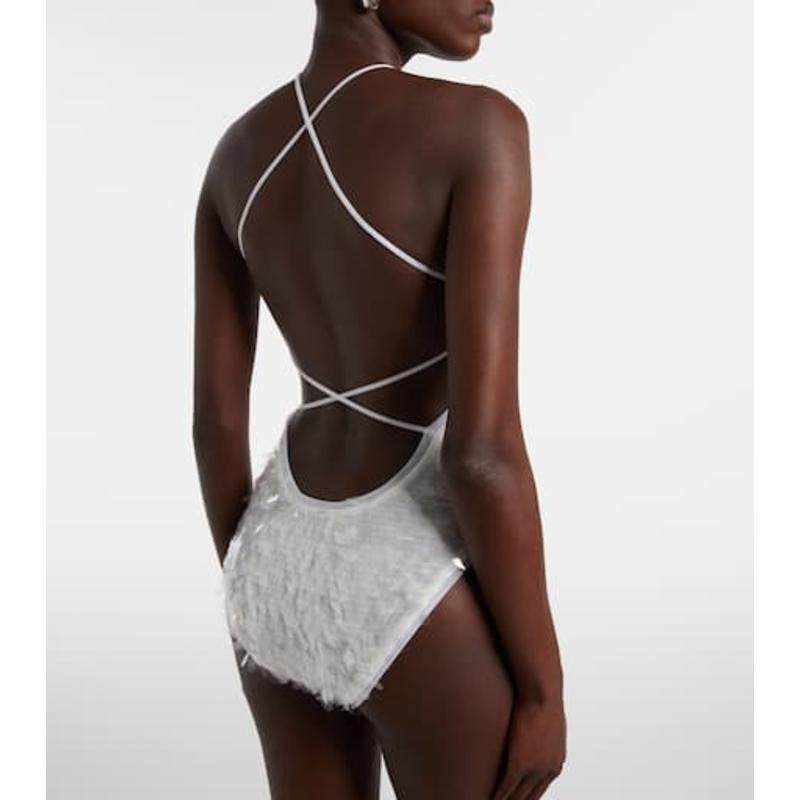 Norma Kamali 女士 连体衣 Fara 珠片半透视网纱连体衣,淘宝优惠券,粉丝福利购,淘宝优惠卷