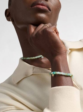 Sydney Evan 女款Monstera 小叶子14kt金珠饰吊饰钻石手链 迷衣时