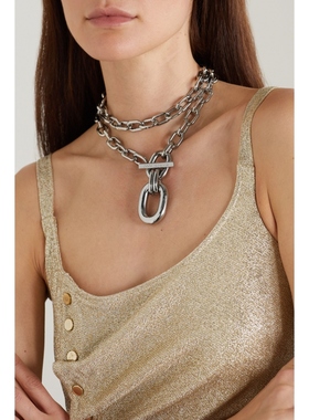 【秋冬新品】Rabanne 女款T字扣吊饰链式项链 迷衣时尚