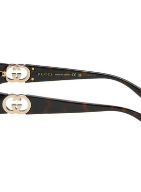 Gucci古驰女士 太阳镜 棕色 Hailey Round 太阳镜