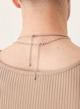 ASOS DESIGN 男士 项链/吊坠 设计混合链条项链(2件套)(银色)