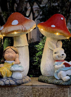 户外创意仿真蘑菇别墅花园庭院布置幼儿园草坪园艺景观装饰摆件