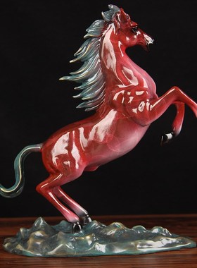 速发手工彩绘铜跃马摆件铜马摆件铜千里马摆件铜生肖马摆件铜唐马