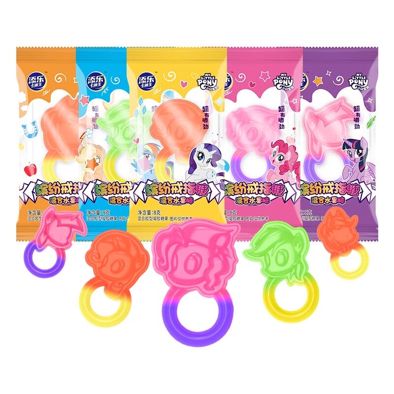 Timle Cartoon King Ultraman Hero Ring Gummy My Little Pony Colorful Fruity Children's Candy Gift 10 Bags