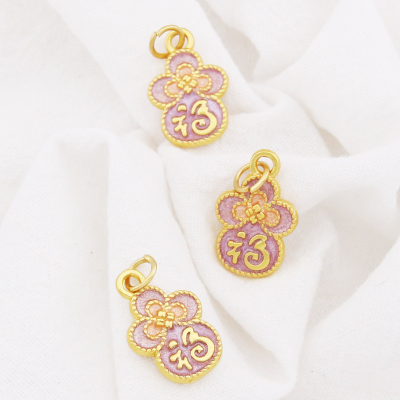 久不掉色古法哑金滴油福花葫芦吊坠隔珠手链项链配饰手工编织吊坠,淘宝优惠券,粉丝福利购,淘宝优惠卷