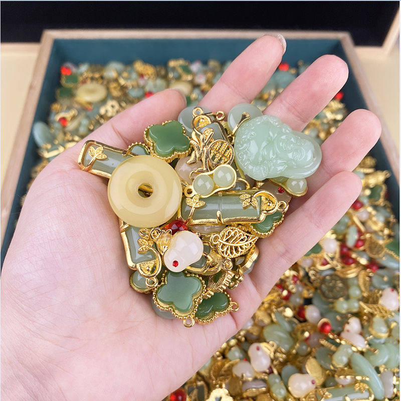 保色镀金色琉璃小兔子吊饰平安扣双吊手工diy项链吊坠耳饰品挂件,淘宝优惠券,粉丝福利购,淘宝优惠卷