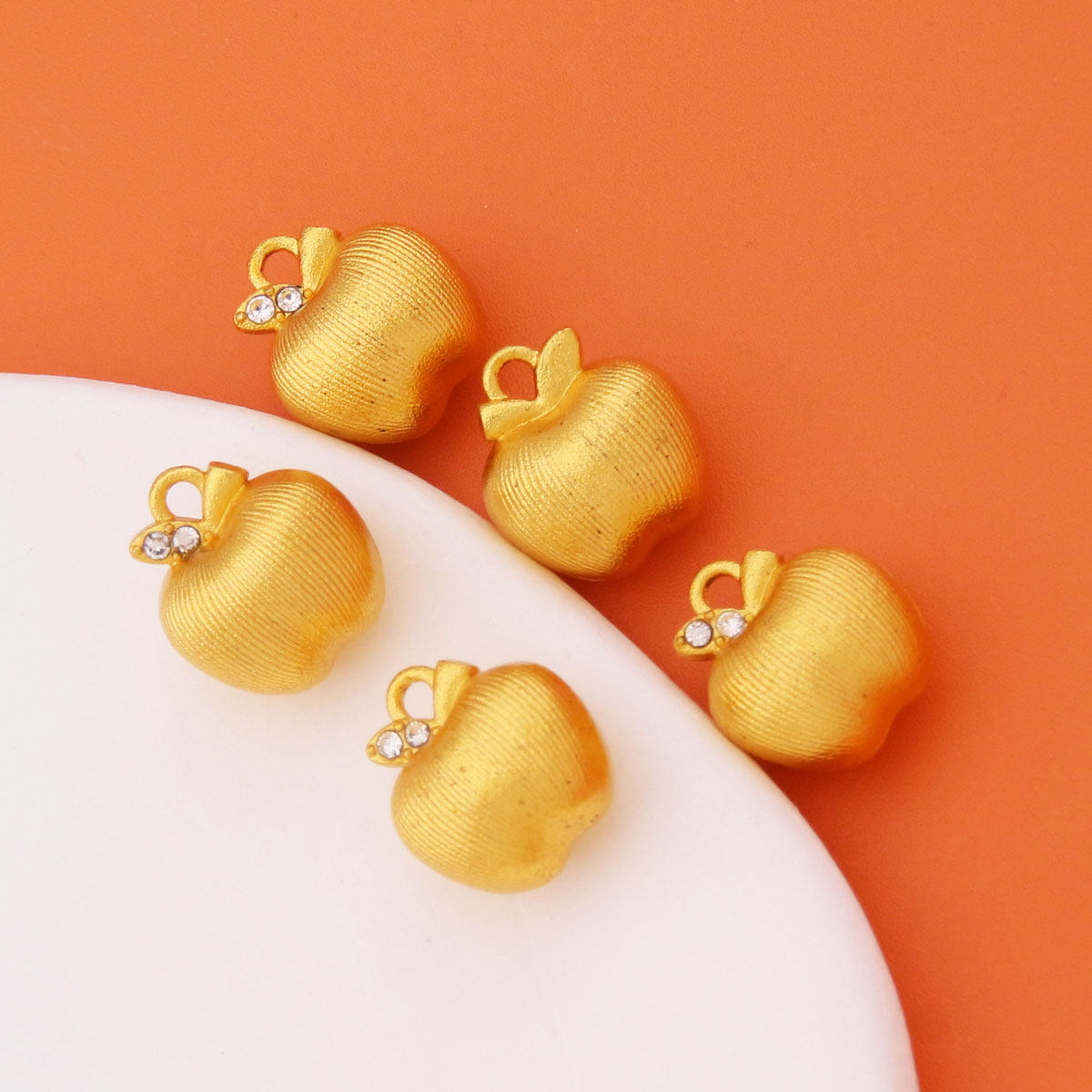 保色金拉丝苹果吊坠镶嵌款挂坠手工编织手链项链diy饰品配件批发,淘宝优惠券,粉丝福利购,淘宝优惠卷