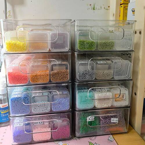 珠子收纳盒套装米珠方形透明防尘塑料首饰盒渔具串珠螺丝整理盒 - 图1