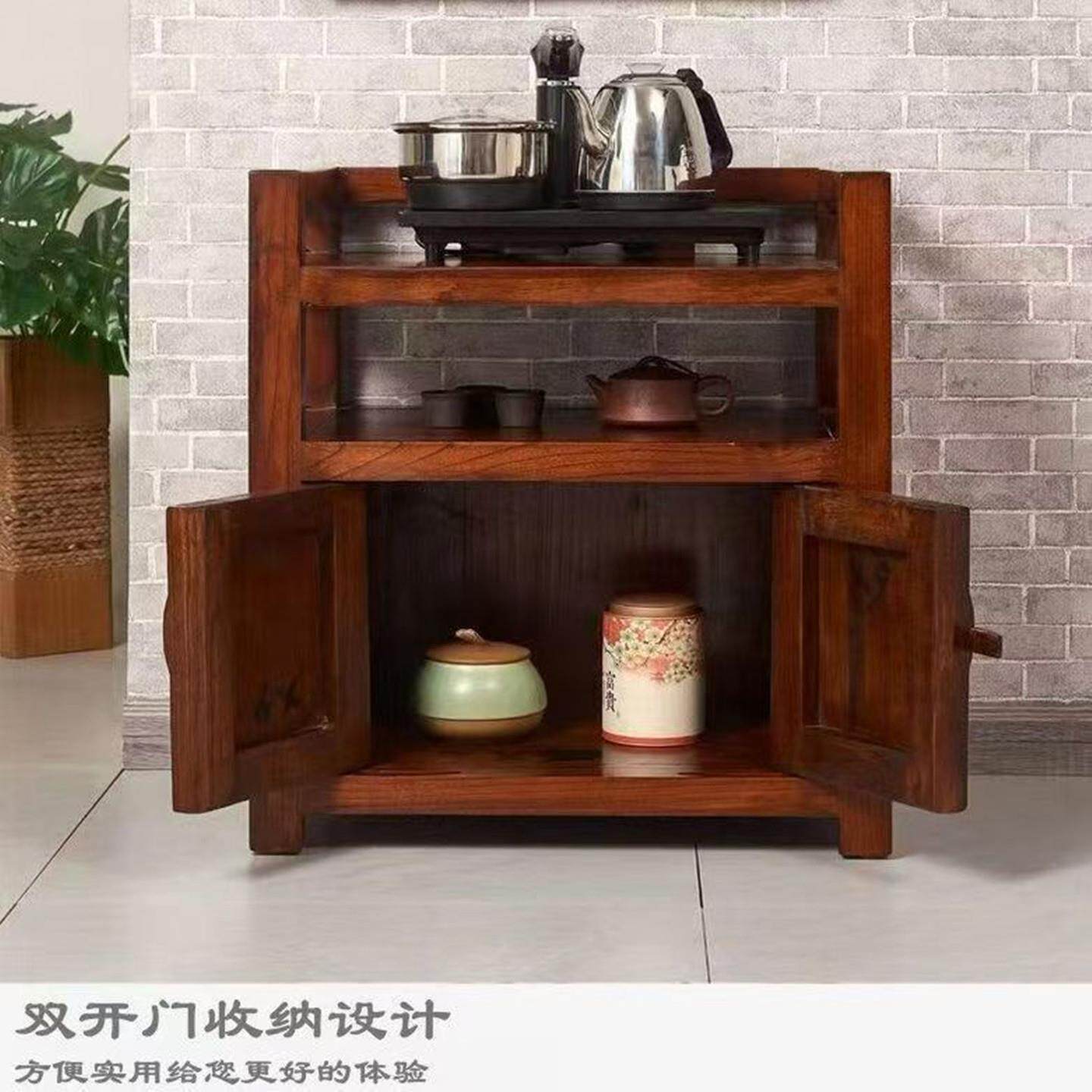 Solid wood sideboard, new Chinese style tea side cabinet, tea cabinet, corner table, storage cabinet, tea set storage rack, removable