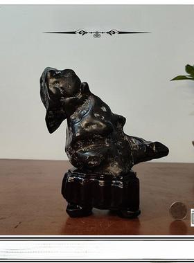 研山铭馆灵璧石摆件小品件手把件奇石山形石头天然原石迷你小摆件