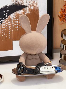 现代轻奢小飞象托盘摆件客厅门口鞋柜入户玄关钥匙收纳梳妆台装饰