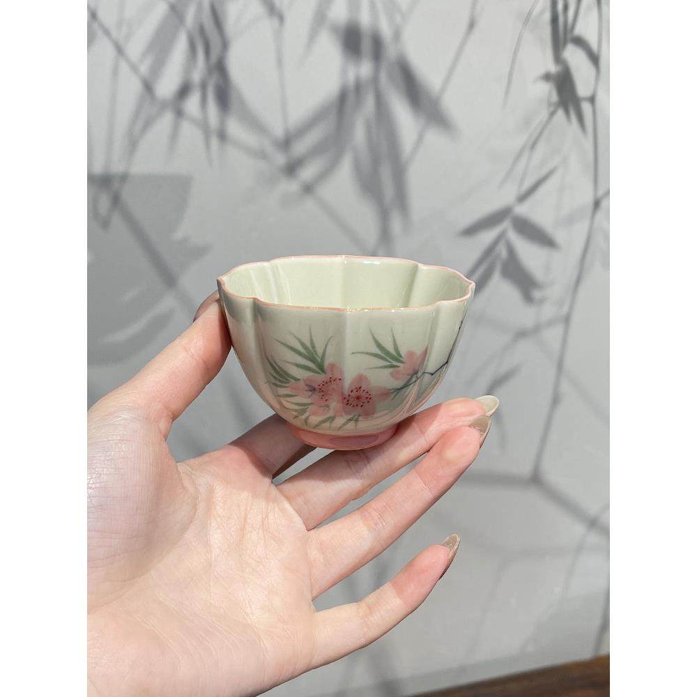景哲釉下彩手绘桃花盖碗套装陶瓷茶具一碗一杯户外便携旅行套装,淘宝优惠券,粉丝福利购,淘宝优惠卷