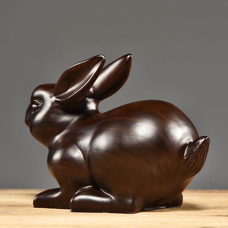 黑檀木雕兔子摆件十二生肖兔家居客厅玄关装饰摆设实木雕刻工艺礼,淘宝优惠券,粉丝福利购,淘宝优惠卷