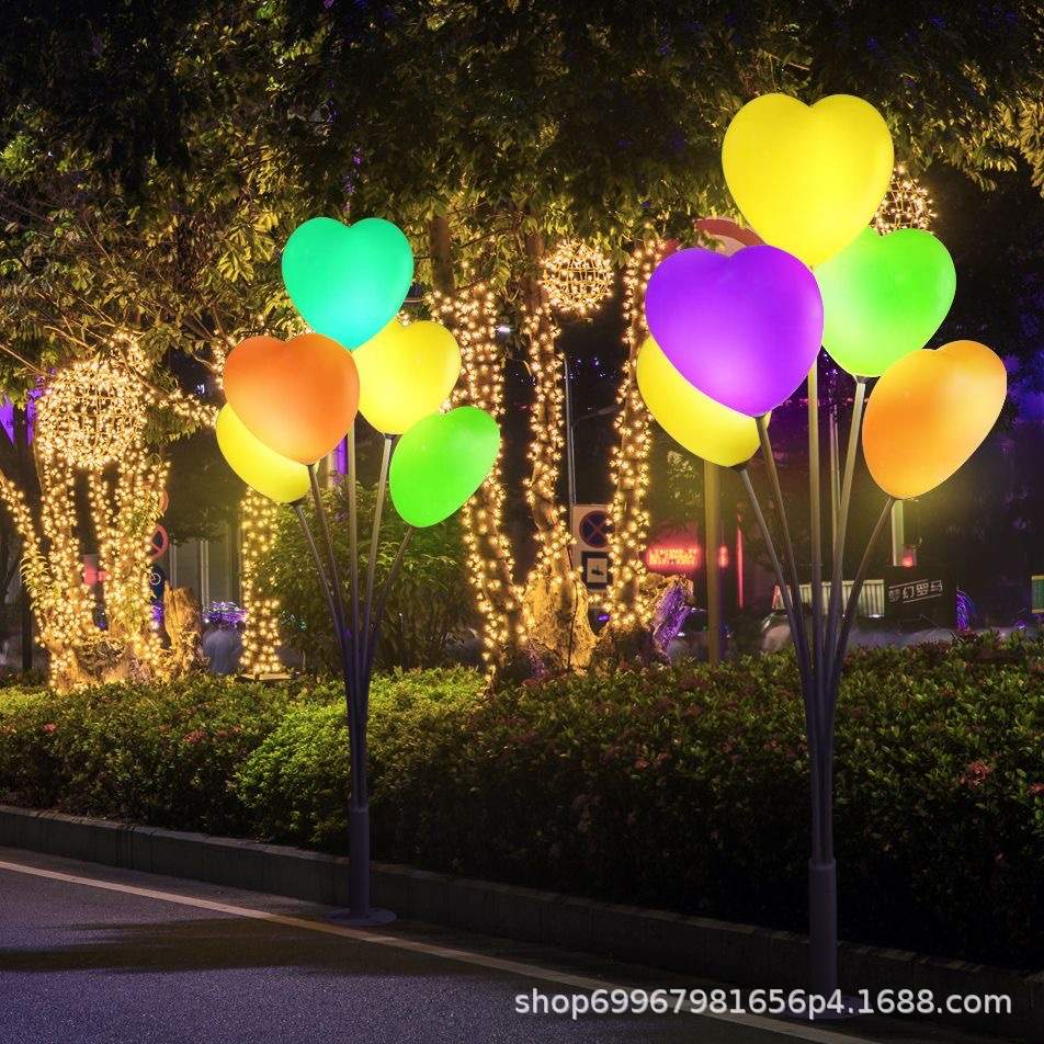 户外LED发光爱心灯组合太阳能款互动灯光商场庭院商业街美陈装饰 - 图1