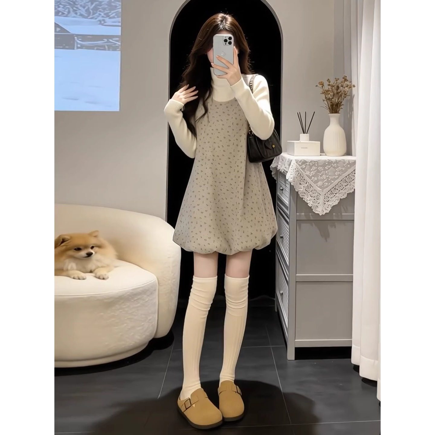 2026秋冬春碎花背心连衣裙子女巨好看韩系穿搭一整套叠穿花苞短裙,淘宝优惠券,粉丝福利购,淘宝优惠卷