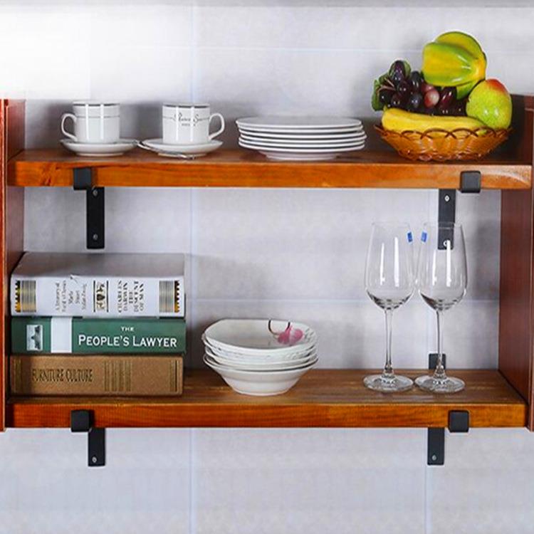 墙上置物架一字隔板实木搁板客厅厨房收纳架承重层板墙壁简约书架 - 图0