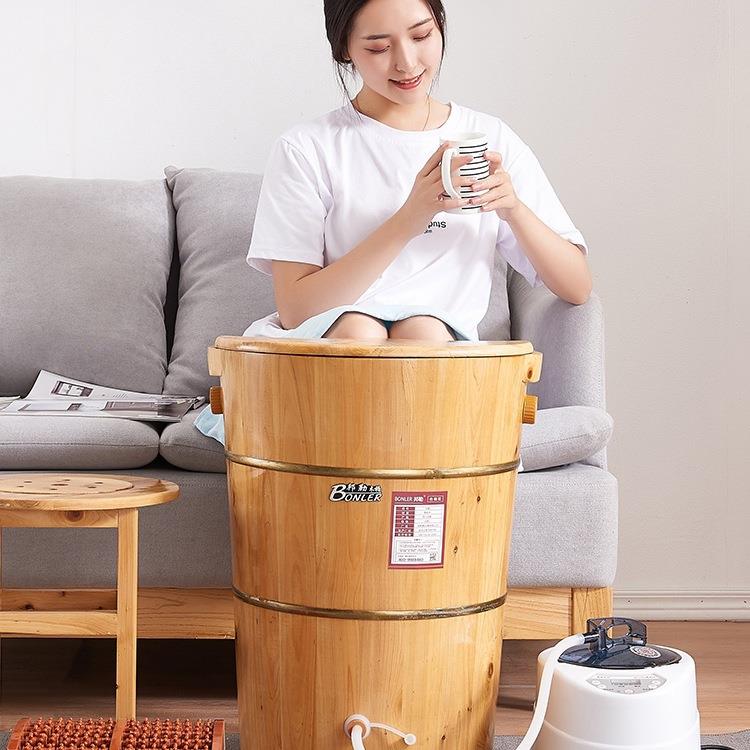 泡脚桶木桶家用熏蒸桶加热加高保温足浴桶蒸汽过膝盖过小腿洗脚桶 - 图0