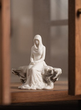 冰雕雪女创意陶瓷摆件仕女禅意家居客厅玄关酒柜博古架装饰艺术品