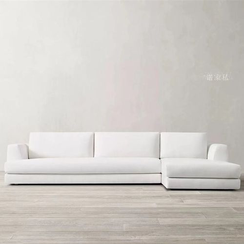 北欧简约复古羽绒布艺沙发小户型客厅轻奢意式表情极简直排三人位 - 图1