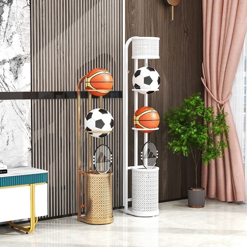 篮球收纳架落地多层球拍收纳筐家用室内儿童球类收纳神器运动器材 - 图1