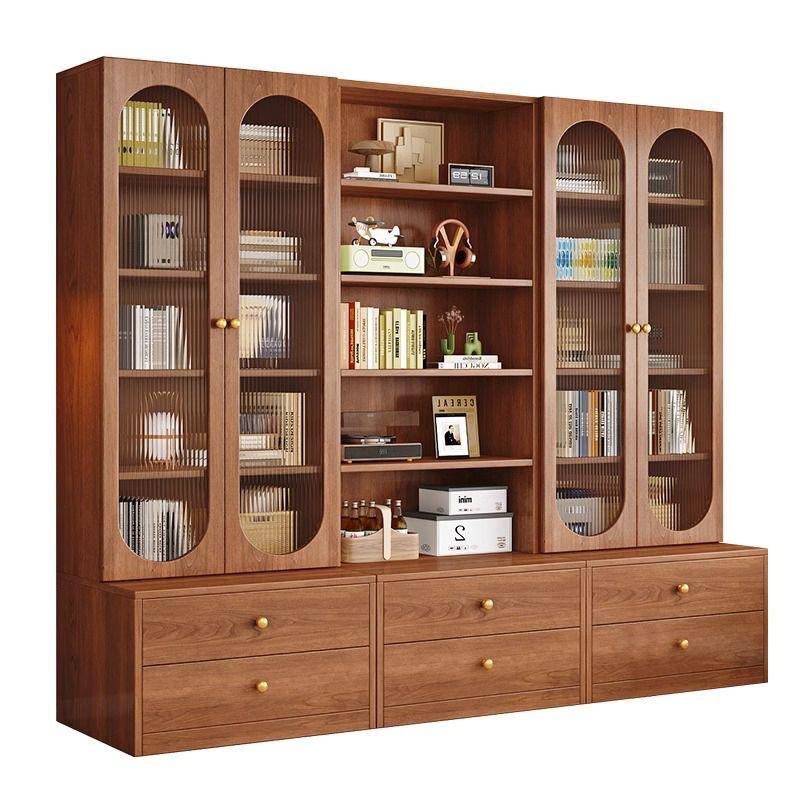 WJE木卡书柜书架一实体座满墙展示柜家用客落地靠墙柜子收纳厅储 - 图3