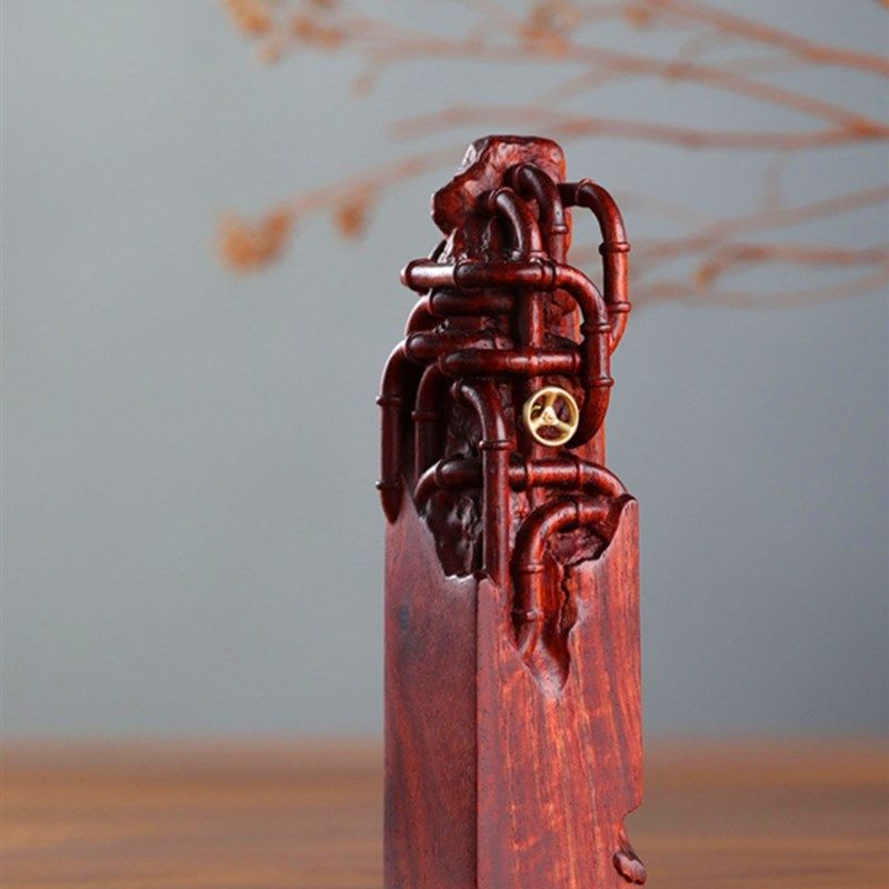 品德水到渠成木雕印章姓名定制办公室摆件新中式创意工艺品,淘宝优惠券,粉丝福利购,淘宝优惠卷