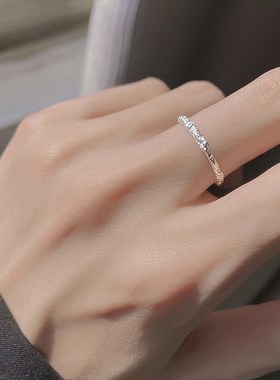 纯银开口素圈戒指女小众设计轻奢不掉色冷淡风新款食指简约素戒子