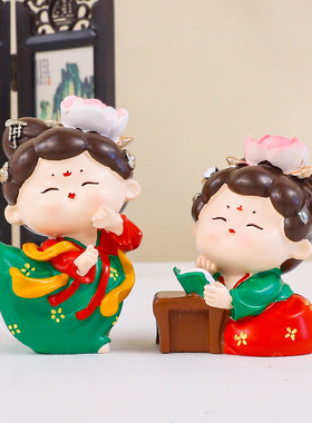 创意古风唐小环仕女摆件国潮风桌面小摆件家居装饰工艺品