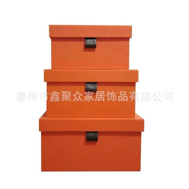 Manufacturer direct supply creative Chinese soft furnishing small leather button-up space cover storage box cloakroom sorting box sample room box