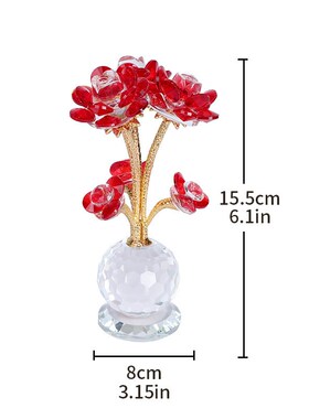 母亲节莲花北欧轻奢风客厅装饰品创意生日礼物水晶玻璃工艺品摆件