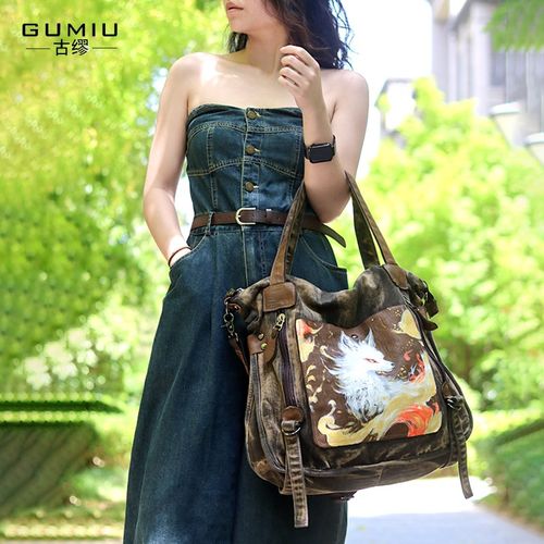 包包女2025新款慵懒风帆布单肩斜挎包女大容量简约文艺百搭休闲包 - 图1