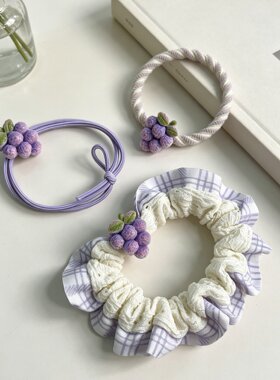 紫色葡萄蕾丝花边甜美发圈组合