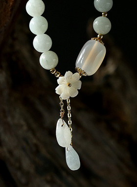 原创天然翡翠手链14K包金吊天然