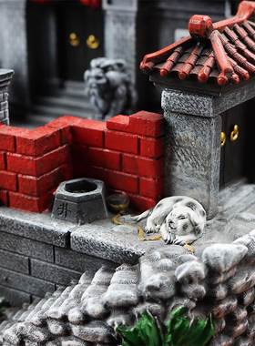 创意客厅微景观建筑摆件桌面造景室内怀旧复古房子花盆模型装饰品